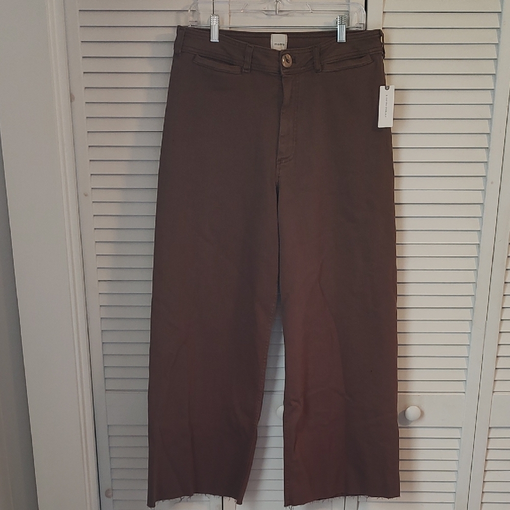 Anthropologie Wide-Leg Crop Trousers in Brown